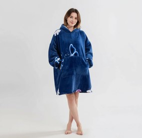 Koc bluza z baranka z rękawami i kapturem VIOLET BUTTERFLY, ciemnoniebieski