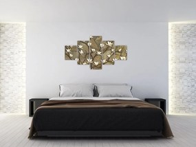 Obraz - Białe magnolie na murze kamiennym (125x70 cm)