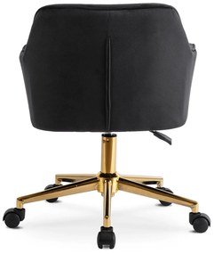 Fotel Młodzieżowy Obrotowy KONOR Czarny Ze Złotymi Nogami Welurowy Nowoczesny Glamour