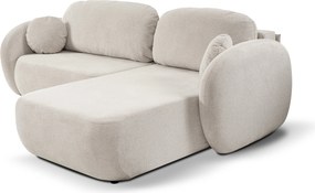Masseno Narożnik AMICO z funkcją spania i pojemnikiem na pościel Narozniki L, Rozkładana sofa - Kremowy, ARAGON 03