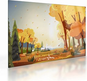 Obraz na szkle - Jesienny krajobraz, ilustracja (70x50 cm)
