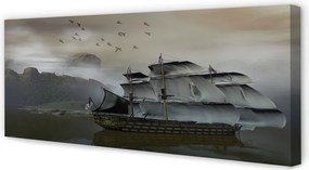 Zdjęcie na płótnie Statek u Wybrzeży Gór