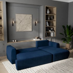 Masseno Narożnik SENTI z funkcją spania i pojemnikiem na pościel Narozniki L, Rozkładana sofa - Niebieski, KRONOS 09