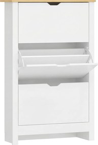 HOMCOM szafka na buty biała z trzema klapami pojemna nowoczesna szafka do przedpokoju 72x26x112 cm | Aosom PL
