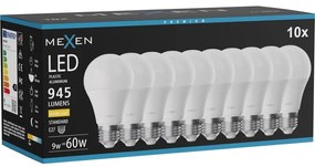 Mexen Nova 10x żarówka LED E27, A60, 9W, Ciepła - 3000K, 945 lm - L100-E27-0930-01x10
