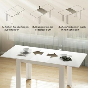 HOMCOM Stół rozkładany, 140/180 x 80 cm stół kuchenny dla 6-8 osób, do kuchni, jadalni, biały | Aosom PL