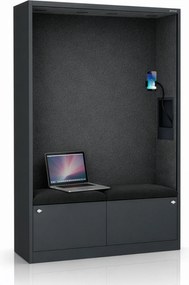 Kabina akustyczna SALLY MentalBox 1150 mm – antracytowy korpus, ciemnoszare siedzisko
