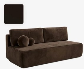 Sofa z Funkcją Spania ARVETO Brązowa Welurowa Nowoczesna