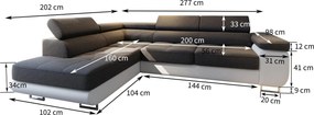 Masseno Narożnik SELVA z Funkcją Spania i Pojemnikiem na Pościel Narożnik L, Rozkładana sofa - Zielony, MONOLITH 37