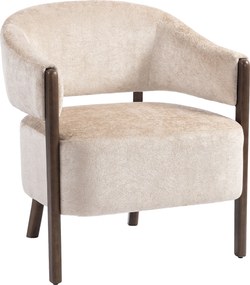 HOMCOM Fotel akcentowy, tapicerowany fotel z ramą i nogami z litego drewna, beżowy | Aosom PL