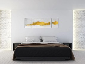 Obraz - Złote i szare pociągnięcia (170x50 cm)