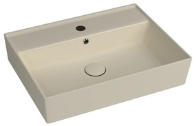 Umywalka ceramiczna nablatowa / wisząca beżowa z półką i otworem na baterie 60 x 45 cm LERA Ivory