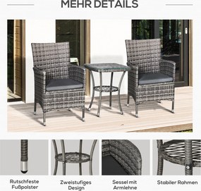 Outsunny 3-cz. zestaw ogrodowy ze stolikiem bocznym