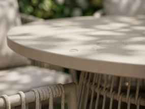 Stół ogrodowy aluminiowy okrągły 90 cm ze stylowym plecionym oplotem beżowy