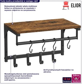 Industrialny Wieszak Ścienny Na Ubrania Z Półką G3-A95