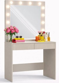 Kaszmirowa toaletka LED z ryflowanymi szufladami D0-R51