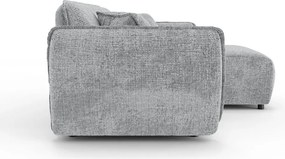 Jasnoszary narożnik z tkaniny szenilowej (prawostronny/z szezlongiem) Nelia – Ropez