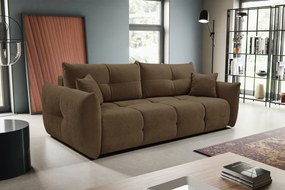 Masseno Sofa MODA z funkcją spania i pojemnikiem na pościel, Rozkładana sofa - Brązowy, WIND 22