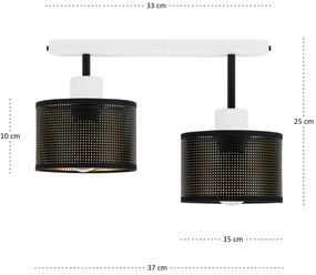 Lampa sufitowa biała dwupunktowa z czarnymi abażurami B-3306WE-SC E27
