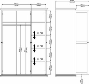 Trzydrzwiowa szafa Paris 3 kolor szary
