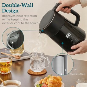 HOMCOM Elektryczny czajnik, 1,7 l, szybkie gotowanie, 2200 W, z wyświetlaczem LED, funkcją podtrzymywania ciepła, zabezpieczeniem przed suchobiegiem, bez PTFE | Aosom PL