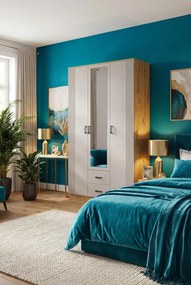 Szafa skandynawska z lustrem dąb artisan + kaszmir S7-A27