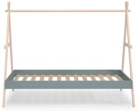 Łóżko dziecięce z litego drewna sosnowego w kształcie domku ze stelażem 90x200 cm w naturalnym kolorze/szarozielone Trufa – Marckeric