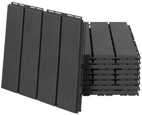 Outsunny Zestaw 9 Płytek Tarasowych i Balkonowych Czarne 30x30cm Plastik do Użytku Wewnętrznego i Zewnętrznego | Aosom PL