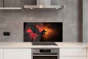 Szklany Panel Czarny Smok wśród Chmur