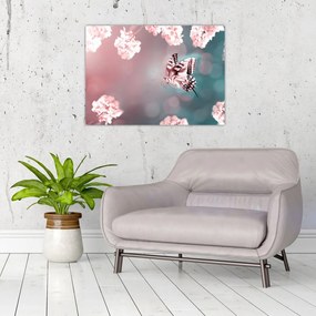 Obraz - Motyl wśród kwiatów (70x50 cm)