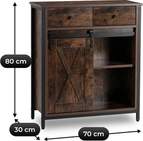 Komoda z Szufladami COLE 70 cm Dąb Rustykalny/Czarny Loftowa