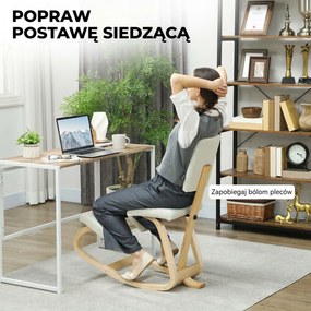 HOMCOM Ergonomiczne krzesło klęczące, krzesło zdrowotne do domu, biura, medytacji kremowy | Aosom PL
