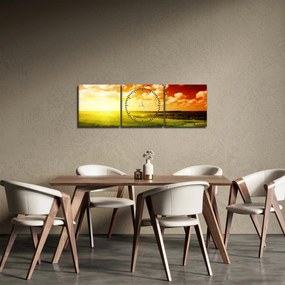 Obraz letniej łąki (z zegarem) (90x30 cm)
