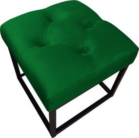 Pufa CHESTERFIELD tkanina Welur loft ławka podnóżek metal : Kolor Stelaża - Czarny , Kolor tkaniny - VELVET - MG25, Typ tkaniny - Velvet