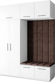 Masseno Garderoba REMA 180/240/60 cm Nowoczesna Szafa do Przedpokoju Biała, MONOLITH 29 (Brązowy)