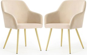 Zestaw 2 krzeseł beżowych na złotej podstawie - Terviso 3X