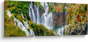 Obraz - Park Narodowy Jezior Plitwickich (z zegarem) (90x30 cm)