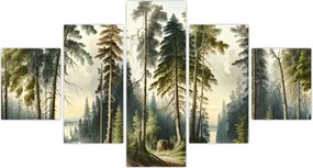 Obraz - Krajobraz lasów w stylu vintage (125x70 cm)