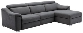 Kanapa narożna PEDRERA z elektryczną funkcją relax z tkaniny w kolorze antracytowym – prawoskrętna