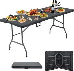 Stół cateringowy turystyczny bankietowy składany do ogrodu prostokątny tworzywo sztuczne kolor czarny D-23928