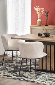 Kremowe krzesło do jadalni K518 z tkaniny bouclé