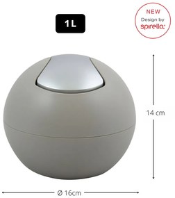 Szarobrązowy plastikowy kosz na śmieci 1 l Bowl Matt – Spirella