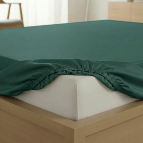 Kvalitex Prześcieradło satynowe z gumkąciemnozielony, 80 x 200 cm