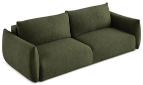 Zielona rozkładana sofa z tkaniny szenilowej 230 cm Leila – Makamii