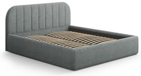 Ciemnoszare tapicerowane łóżko dwuosobowe ze schowkiem ze stelażem 180x200 cm Juno – Windsor &amp; Co Sofas