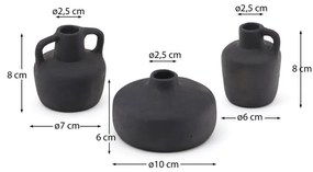 Czarne wazony z terakoty zestaw 3 szt. (wysokość 6 cm) Sofra – Kave Home