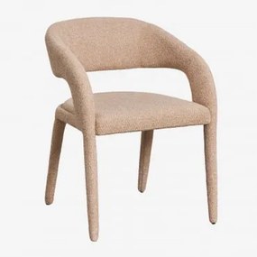 Krzesło Do Jadalni Tapicerowane Arazeina Z Podłokietnikami Gruby Chenille Latte Brown - Sklum