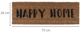 Wycieraczka pod drzwi z włókna kokosowego HAPPY HOME, 75 x 26 x 2 cm