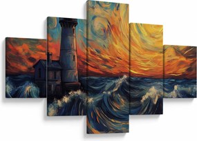 Obraz - Latarnia morska w falach (125x70 cm)