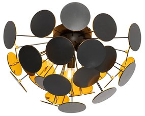 Designerska lampa wisząca czarna ze złotem 54cm 3-światła - CerchioDesignerski Oswietlenie wewnetrzne